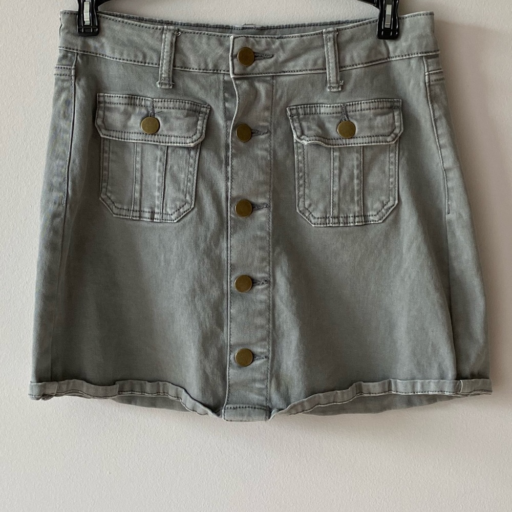 Altar’d State Gray Smooth Denim Skirt
